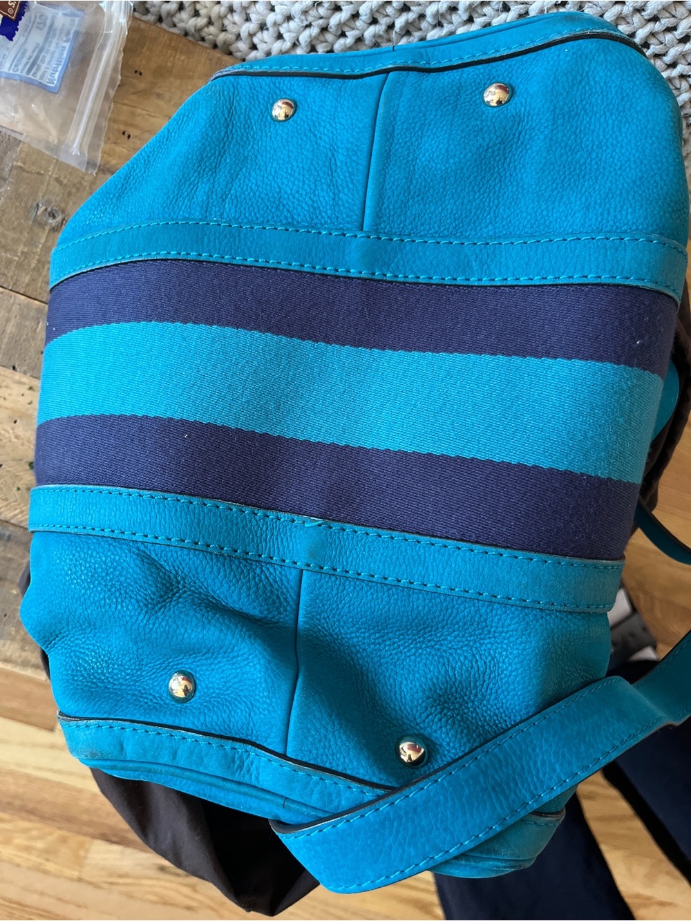 Authentic Gucci Teal Blue Suede Web Boston Bag - Picture 11 of 16